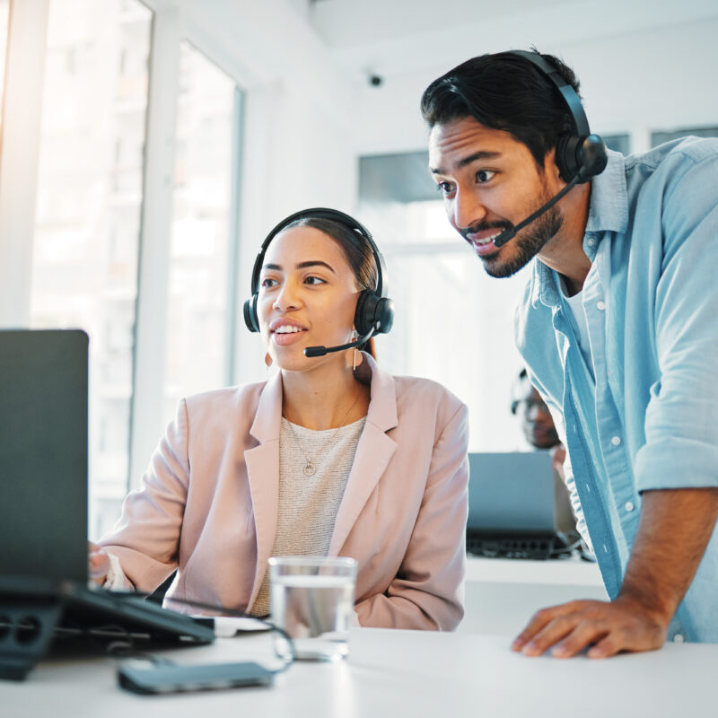 professionals working in a call center