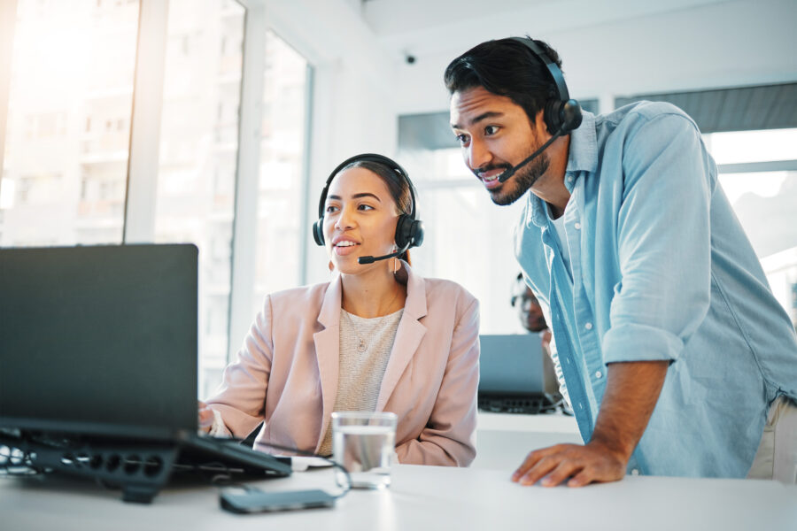 professionals working in a call center