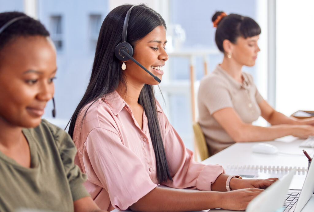 professionals working in a call center