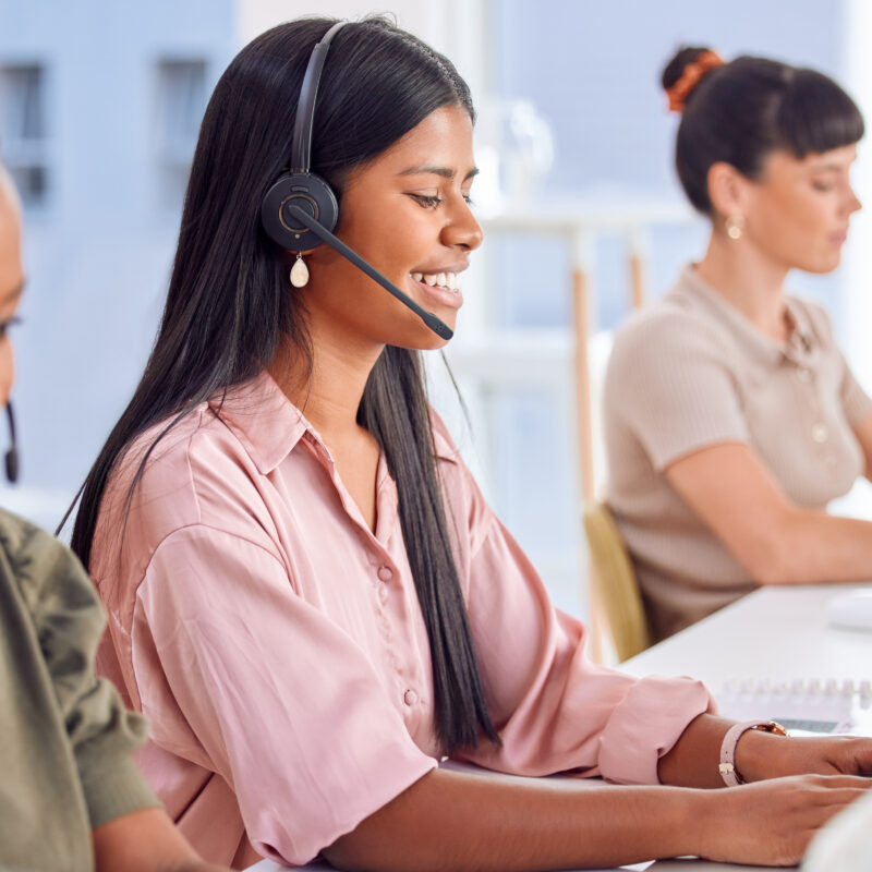 professionals working in a call center