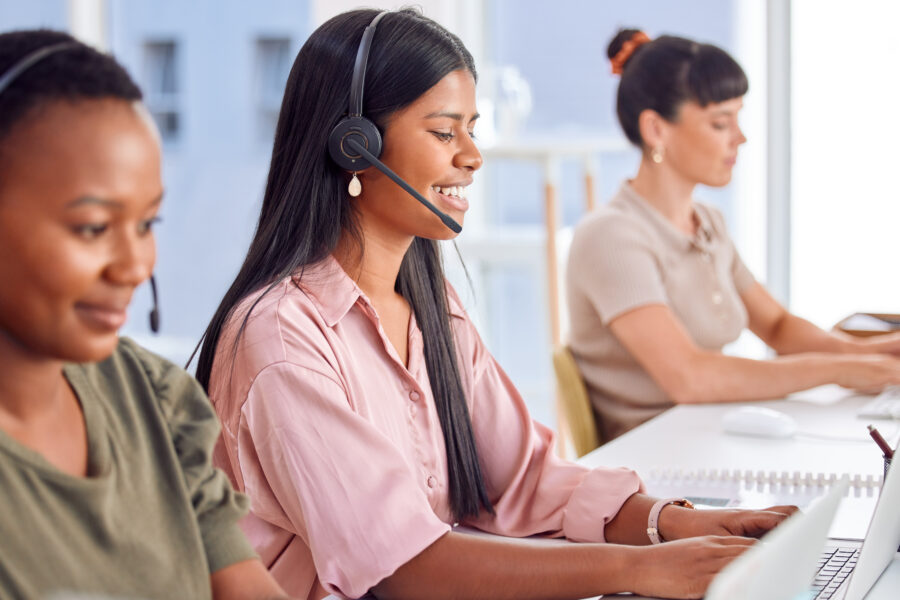 professionals working in a call center