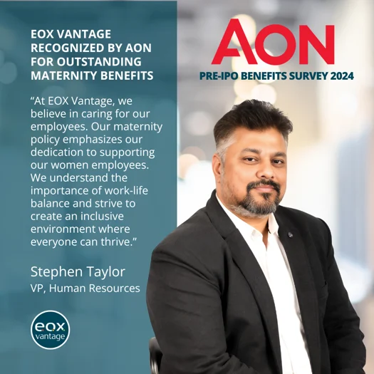 EOX Vantage recognized by AON for outstanding maternity benefits graphic