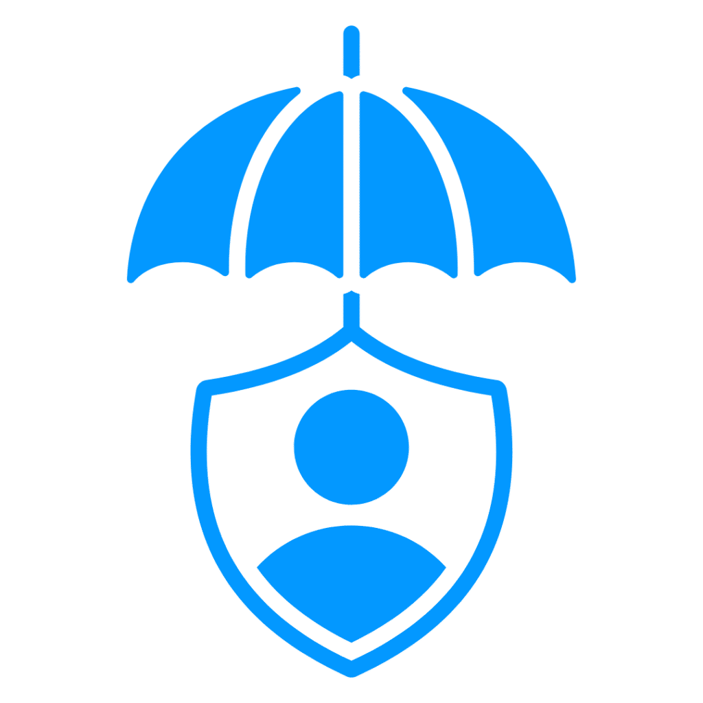 Umbrella and shield for insurance industry icon