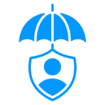 Umbrella and shield for insurance industry icon