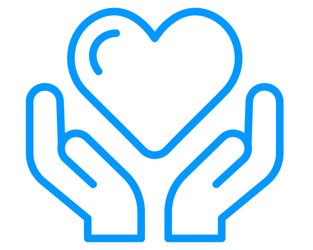 hands holding a heart icon for the nonprofit sector