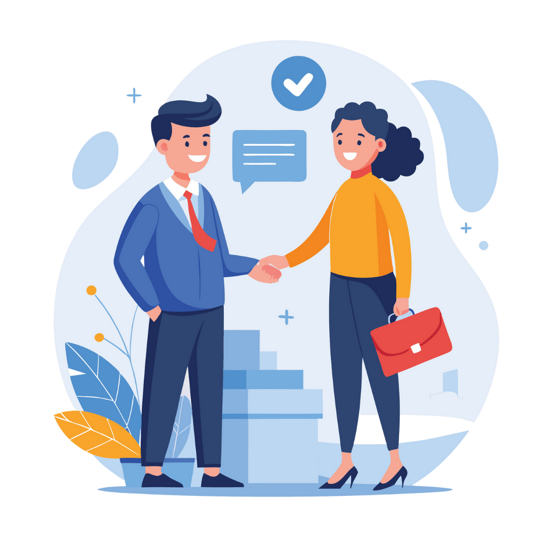 Man and woman shaking hands - vector art