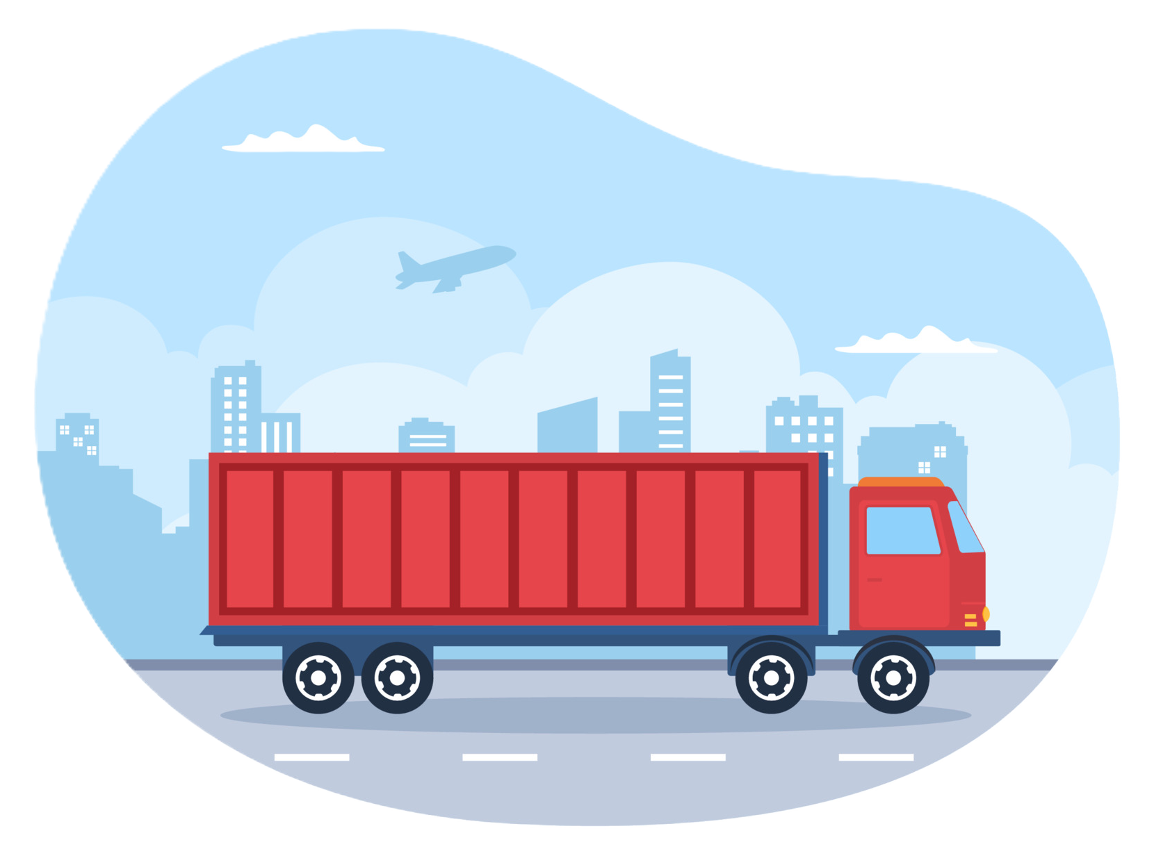 Semi truck with cargo transporting goods from one location to the next
